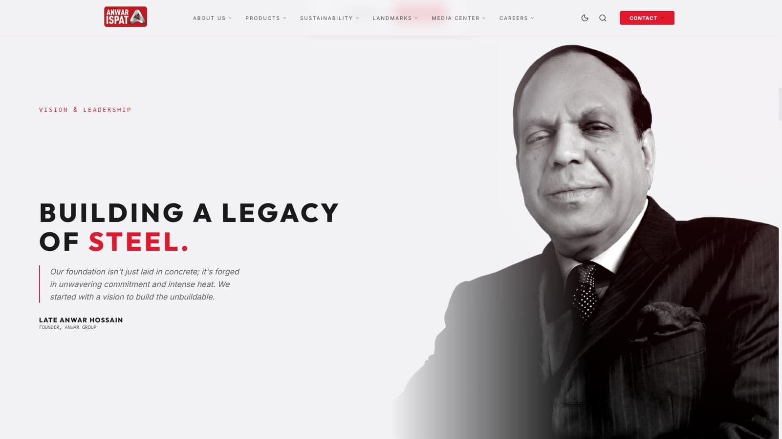 Anwar Ispat website, home page