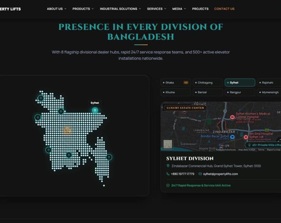 Property Lifts website, screen 3