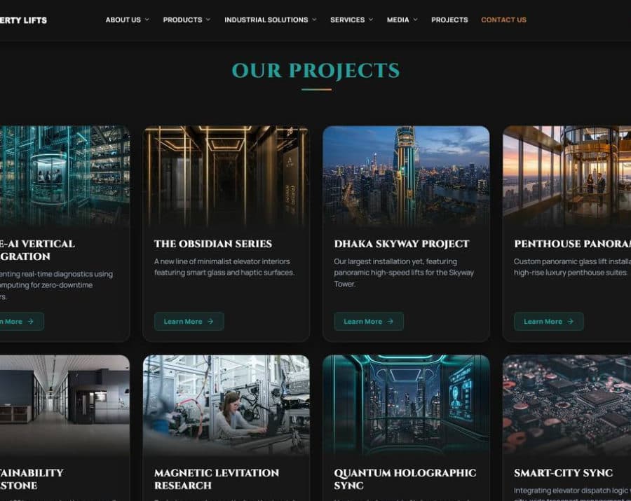 Property Lifts website, screen 4