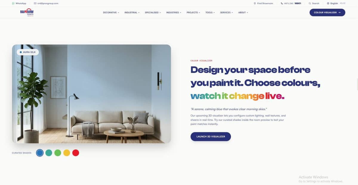 Rainbow Paints website, screen 1