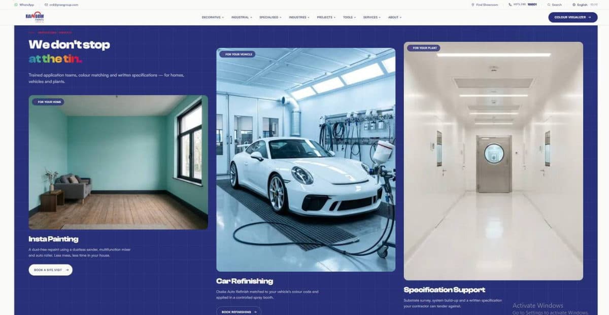 Rainbow Paints website, screen 6