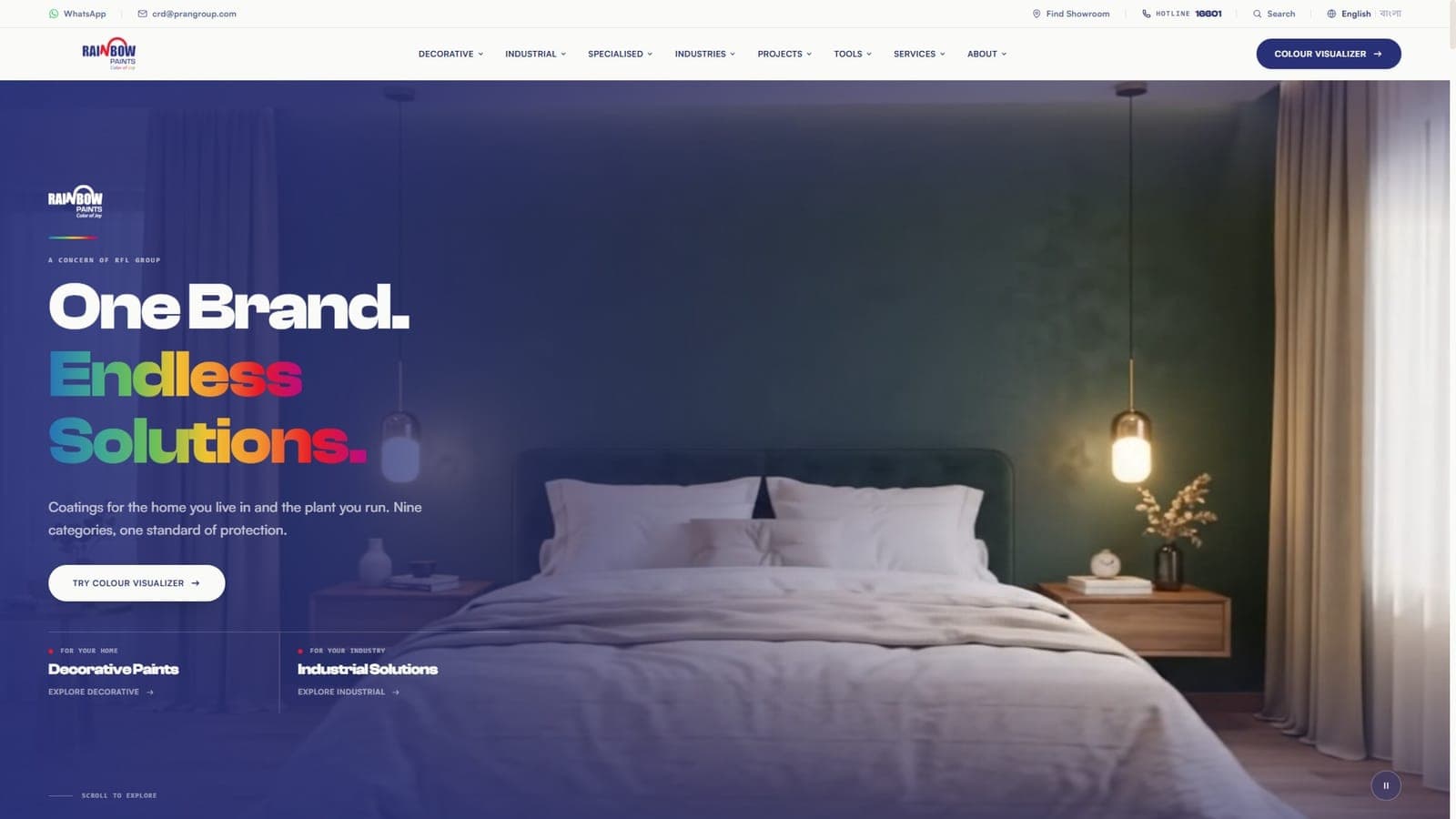 Rainbow Paints website, home page