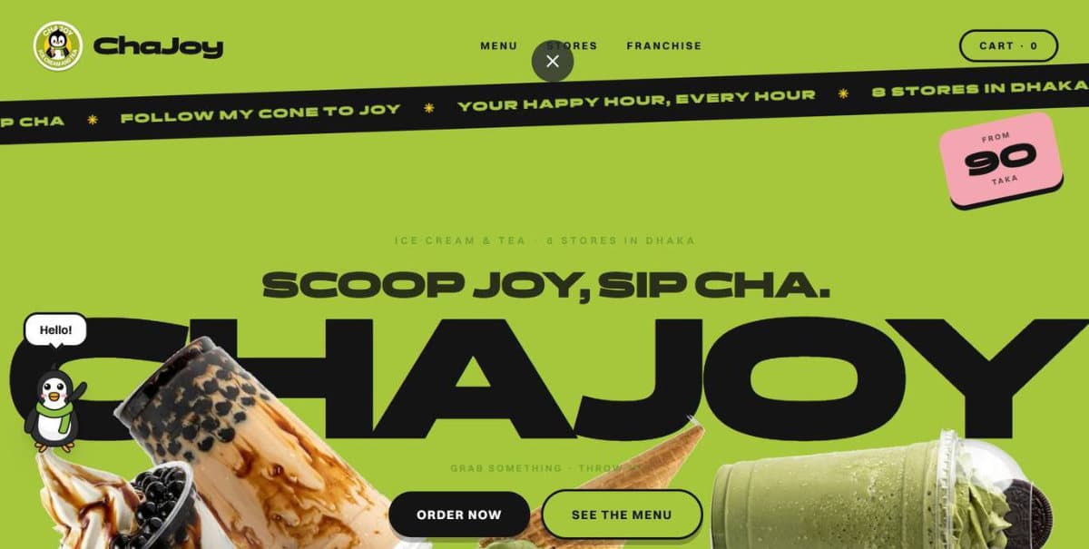 Chajoy website, home page